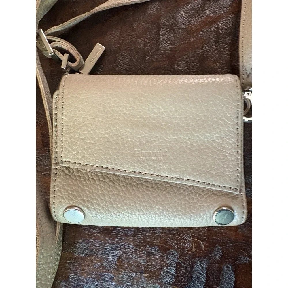 Hammitt Crossbody Wallet Mini Purse Pebbled Leather Red Lining Silver Hardware